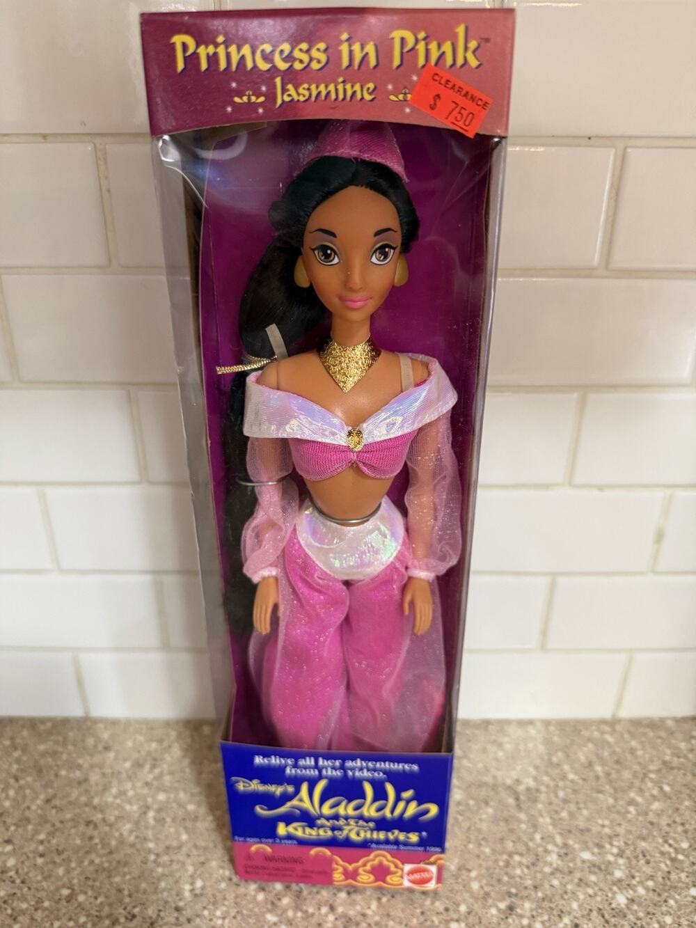 1996 Disney Aladdin King of Thieves Princess in Pink Jasmine Doll Mattel NIB